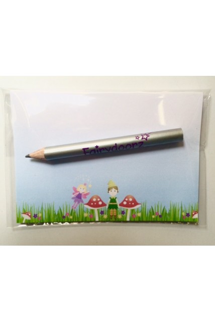 Fairydoorz mini memo notepad and silver pencil set